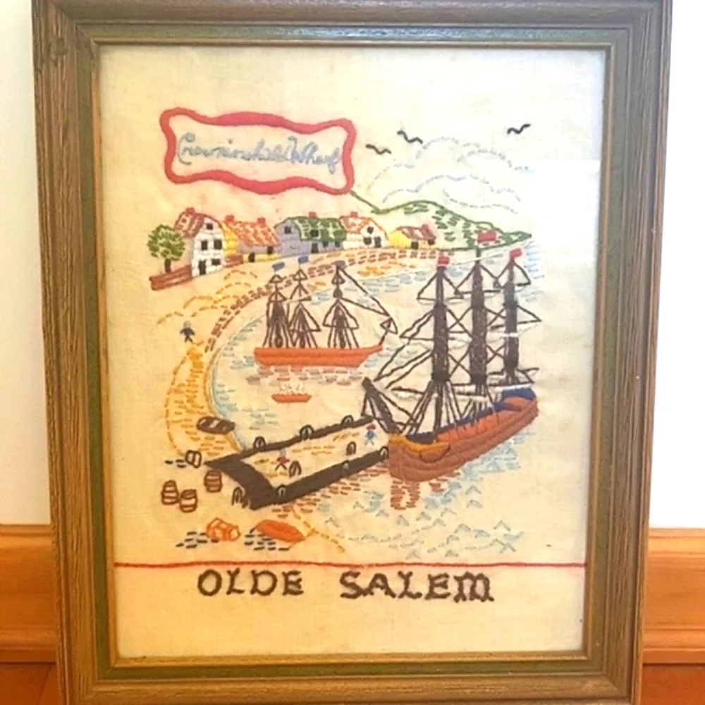 Vintage 'Olde Salem' Nautical Theme Embroidery